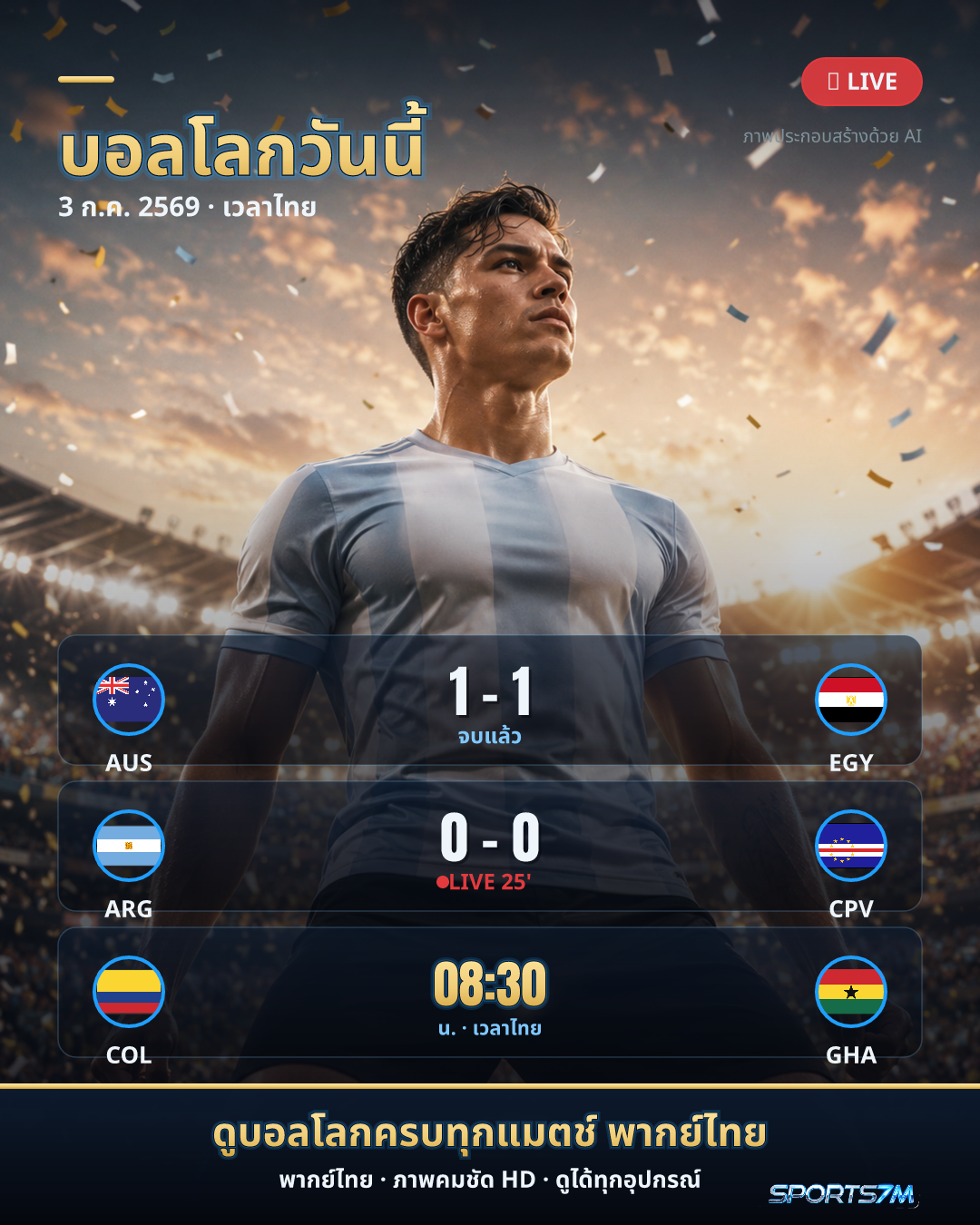 ตัวอย่างโปสเตอร์บอลโลกวันนี้ พร้อมสกอร์และตารางแมตช์ พากย์ไทย
